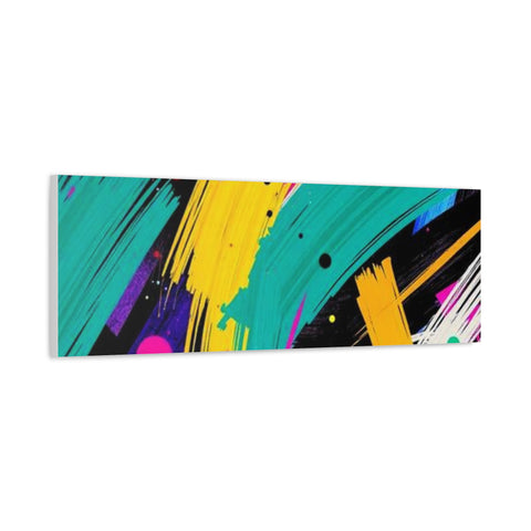Abstract Neon Brushstroke Canvas Print — Colorful Modern Wall Art