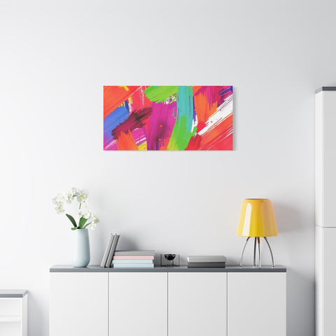Abstract Rainbow Brushstrokes Matte Canvas Wall Art — Vibrant Stretched 1.25"