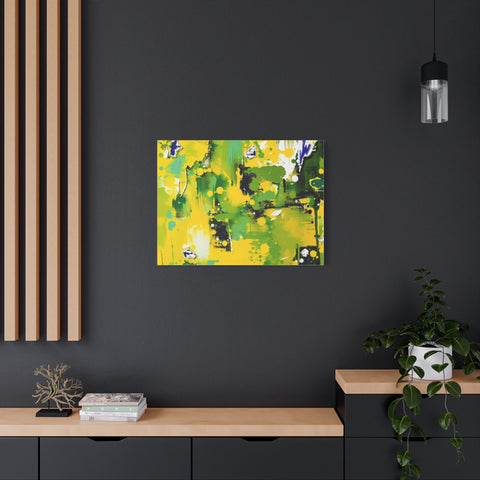 Abstract Green & Yellow Matte Canvas Print – Vibrant Modern Wall Art