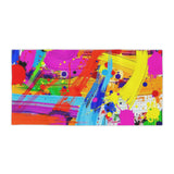 Abstract Neon Paint Brushstroke Beach Towel — Vibrant Color Splash Summer Towel