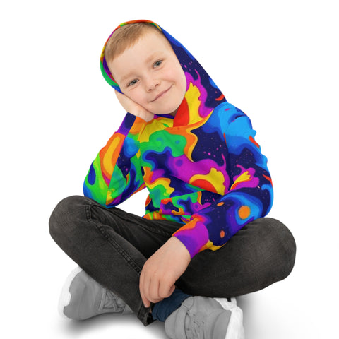 Kids Hoodie — Vibrant Rainbow Psychedelic All-Over Print