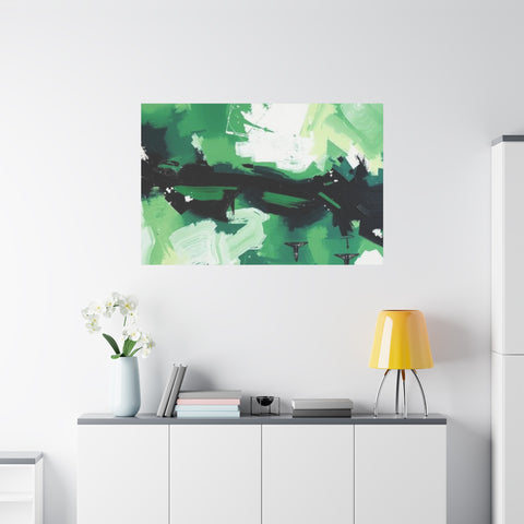 Abstract Green Brushstroke Canvas Print