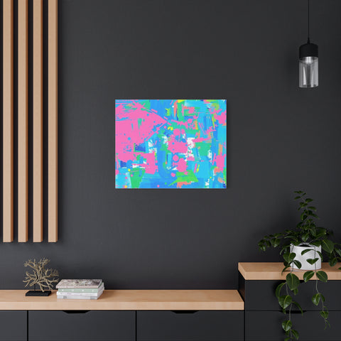 Neon Splash Abstract Canvas Print – Bright Pink & Aqua Modern Wall Art