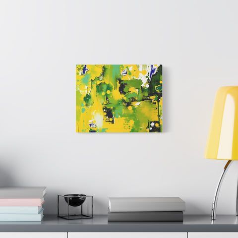 Abstract Green & Yellow Matte Canvas Print – Vibrant Modern Wall Art