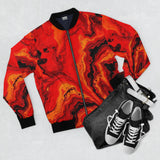 Red Lava Marble Bomber Jacket — Bold All-Over Print Men's Jacket
