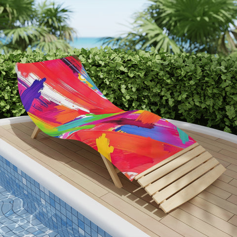 Vibrant Brushstroke Beach Towel — Colorful Abstract Paint Swatch Design