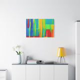 Abstract Rainbow Blocks Matte Canvas Print