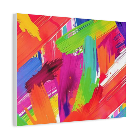 Abstract Rainbow Brushstrokes Matte Canvas Wall Art — Vibrant Stretched 1.25"