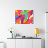 Abstract Rainbow Brushstrokes Matte Canvas Wall Art — Vibrant Stretched 1.25"