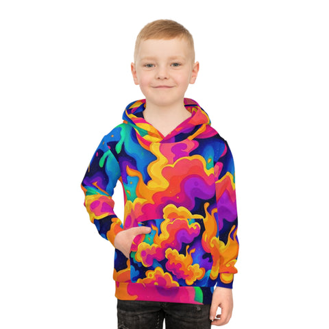 Kids' Psychedelic Cloud Hoodie – Colorful All-Over Print