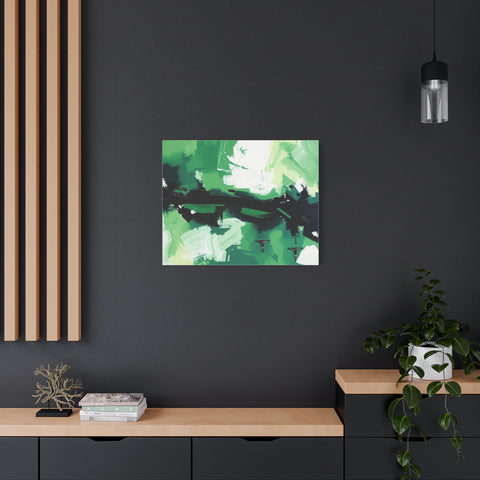 Abstract Green Brushstroke Canvas Print