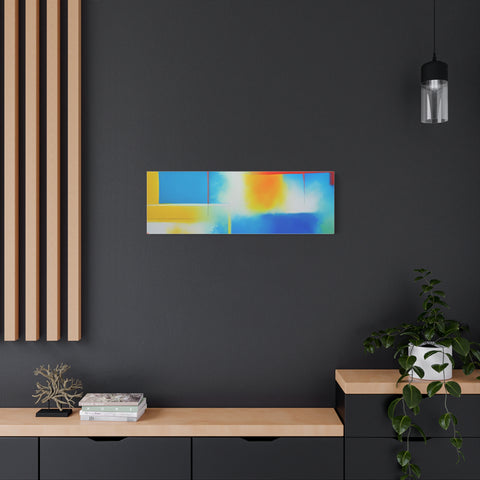 Abstract Color Field Matte Canvas Print — Vibrant Blue, Yellow & Red Stretched Wall Art