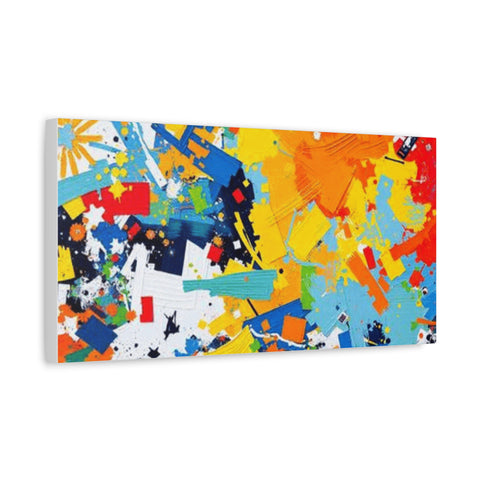 Abstract Splash Colorful Matte Canvas Wall Art – Vibrant Modern Stretched Print