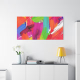 Abstract Rainbow Brushstrokes Matte Canvas Wall Art — Vibrant Stretched 1.25"