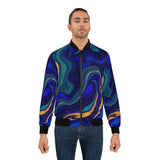Blue & Gold Marble Bomber Jacket