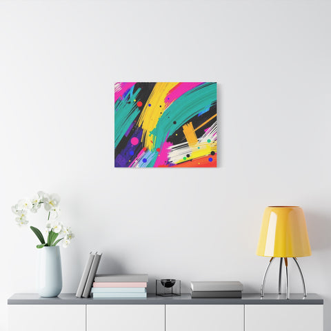 Abstract Neon Brushstroke Canvas Print — Colorful Modern Wall Art