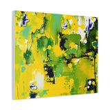 Abstract Green & Yellow Matte Canvas Print – Vibrant Modern Wall Art