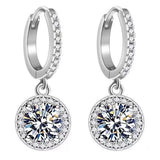 1 Carat 925 Sterling Silver Moissanite Hoop Drop Earrings