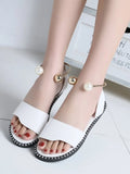 Pearl Embellished Flat Sandals