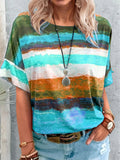 Contrast Round Neck Casual T-Shirt