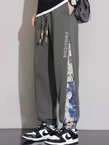 Men's Plus Size Casual Bear Print Side Panel Sweatpants