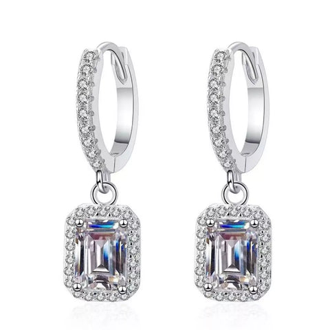 1 Carat 925 Sterling Silver Moissanite Drop Earrings