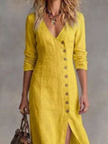Full Size Button Front Slit Maxi Dress Plus Size