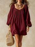 Flowy Balloon Sleeve Mini Dress