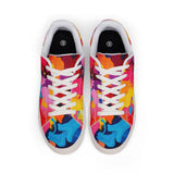 Men's Low-Top Sneakers — Vibrant Abstract Paint Splash Leather Shoes
