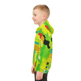 Kids Abstract Green Hoodie — Bright All-Over Print Sweatshirt
