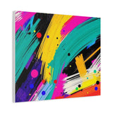 Abstract Neon Brushstroke Canvas Print — Colorful Modern Wall Art