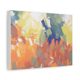 Abstract Colorful Brushstroke Matte Canvas Wall Art – Vibrant Orange & Green Stretched Print