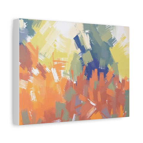 Abstract Colorful Brushstroke Matte Canvas Wall Art – Vibrant Orange & Green Stretched Print
