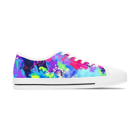 Women's Low Top Sneakers — Colorful Tie-Dye Splash Canvas Sneakers