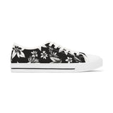 Low Top Sneakers — Black & White Floral Canvas Women's Casual Shoes