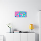 Neon Splash Abstract Canvas Print – Bright Pink & Aqua Modern Wall Art