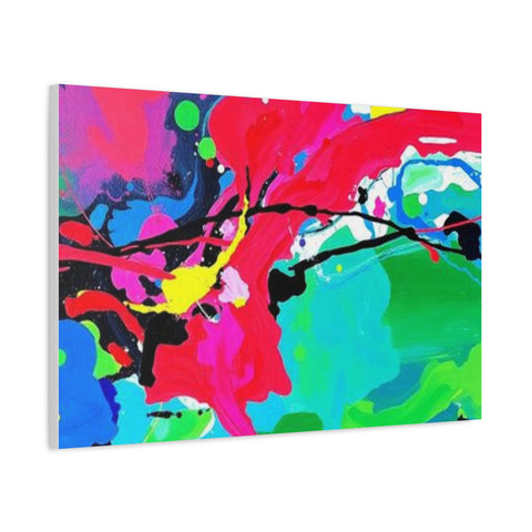 Abstract Neon Splash Matte Canvas Print — Vibrant Colorful Stretched Wall Art