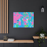 Neon Splash Abstract Canvas Print – Bright Pink & Aqua Modern Wall Art