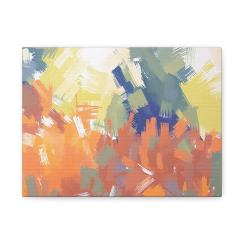 Abstract Colorful Brushstroke Matte Canvas Wall Art – Vibrant Orange & Green Stretched Print