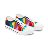 Abstract Rainbow Brushstroke Low Top Sneakers — Colorful Women's Canvas Shoes