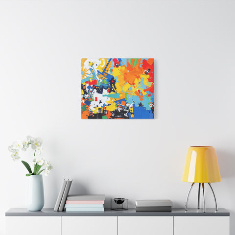 Abstract Splash Colorful Matte Canvas Wall Art – Vibrant Modern Stretched Print