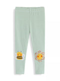 Children's Striped Bee Flower Appliqued Leggings