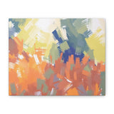 Abstract Colorful Brushstroke Matte Canvas Wall Art – Vibrant Orange & Green Stretched Print