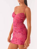 Beaded Floral Mini Dress