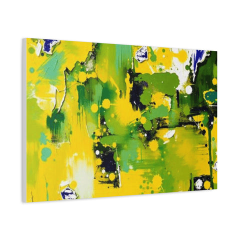 Abstract Green & Yellow Matte Canvas Print – Vibrant Modern Wall Art