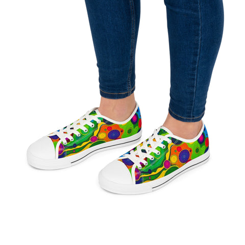 Colorful Retro Bubble Women's Low Top Sneakers