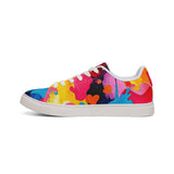 Men's Low-Top Sneakers — Vibrant Abstract Paint Splash Leather Shoes
