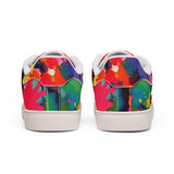 Men's Low-Top Leather Sneakers — Vibrant Multicolor Abstract Paint Splash Design