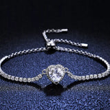 2 Carat 925 Sterling Silver Moissanite Chain Heart Bracelet