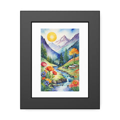 Framed Mountain Meadow Print — Watercolor Landscape Poster